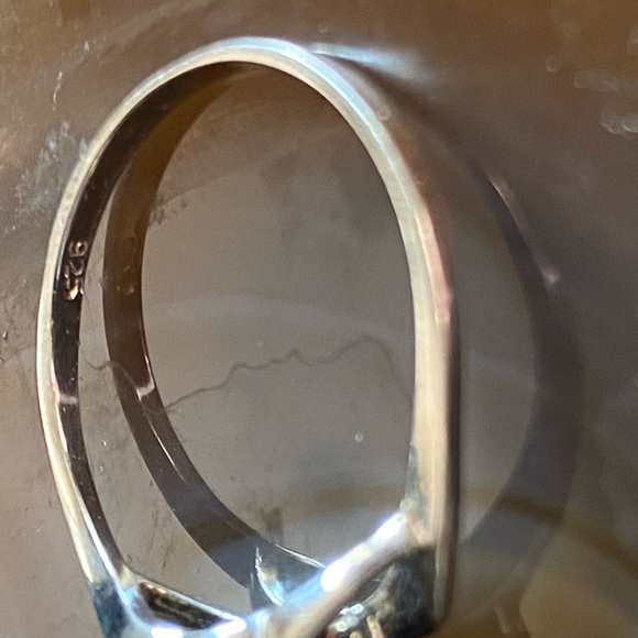 Antique Genuine Opal & Diamond Ring Stamped 925 Sterling Silver - Picture 10 of 15